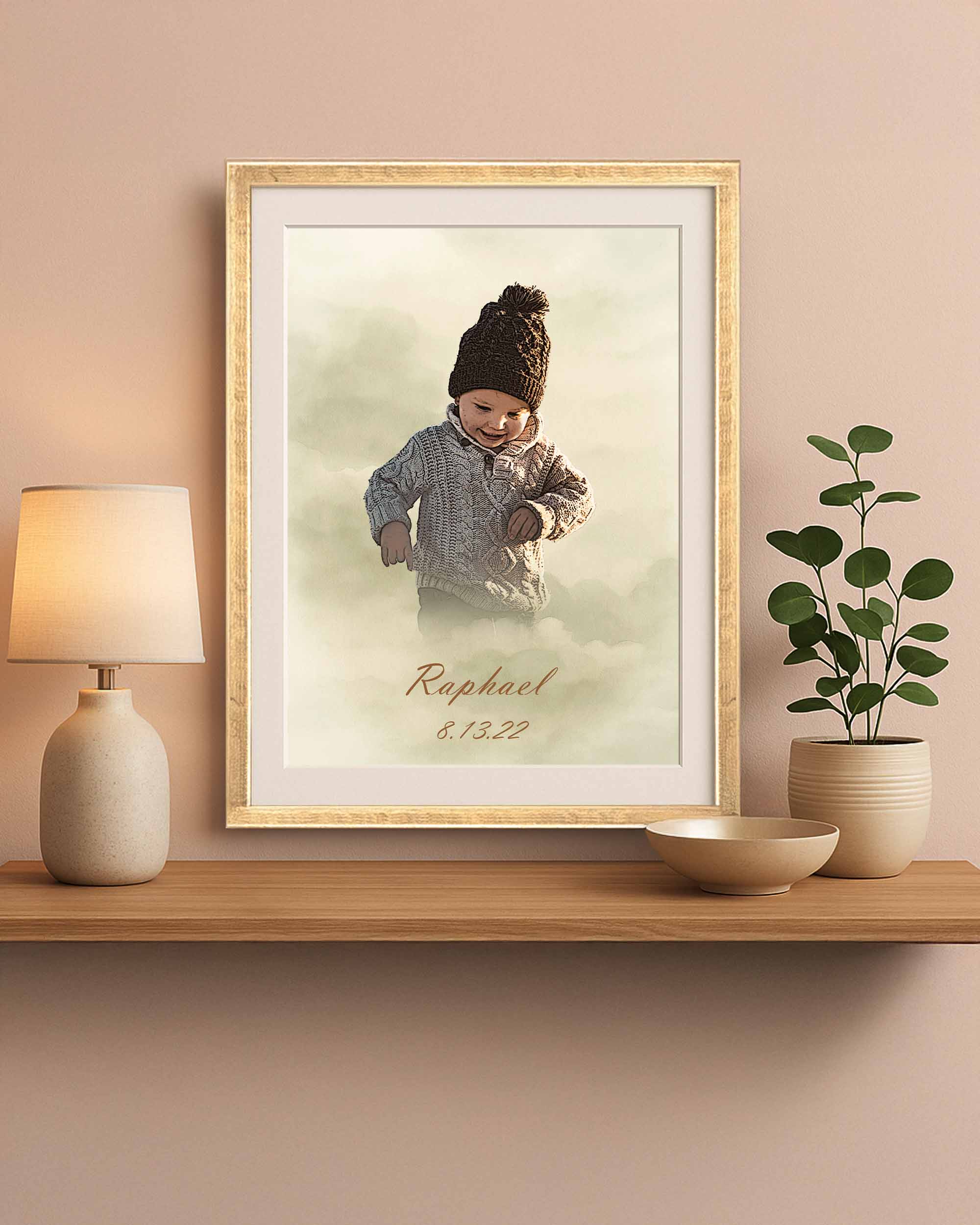 BEBECADRE Raphael signature portrait framed mockup